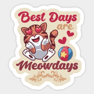 Best Days Are Meowdays Cute Heart Eyes Cat Sticker